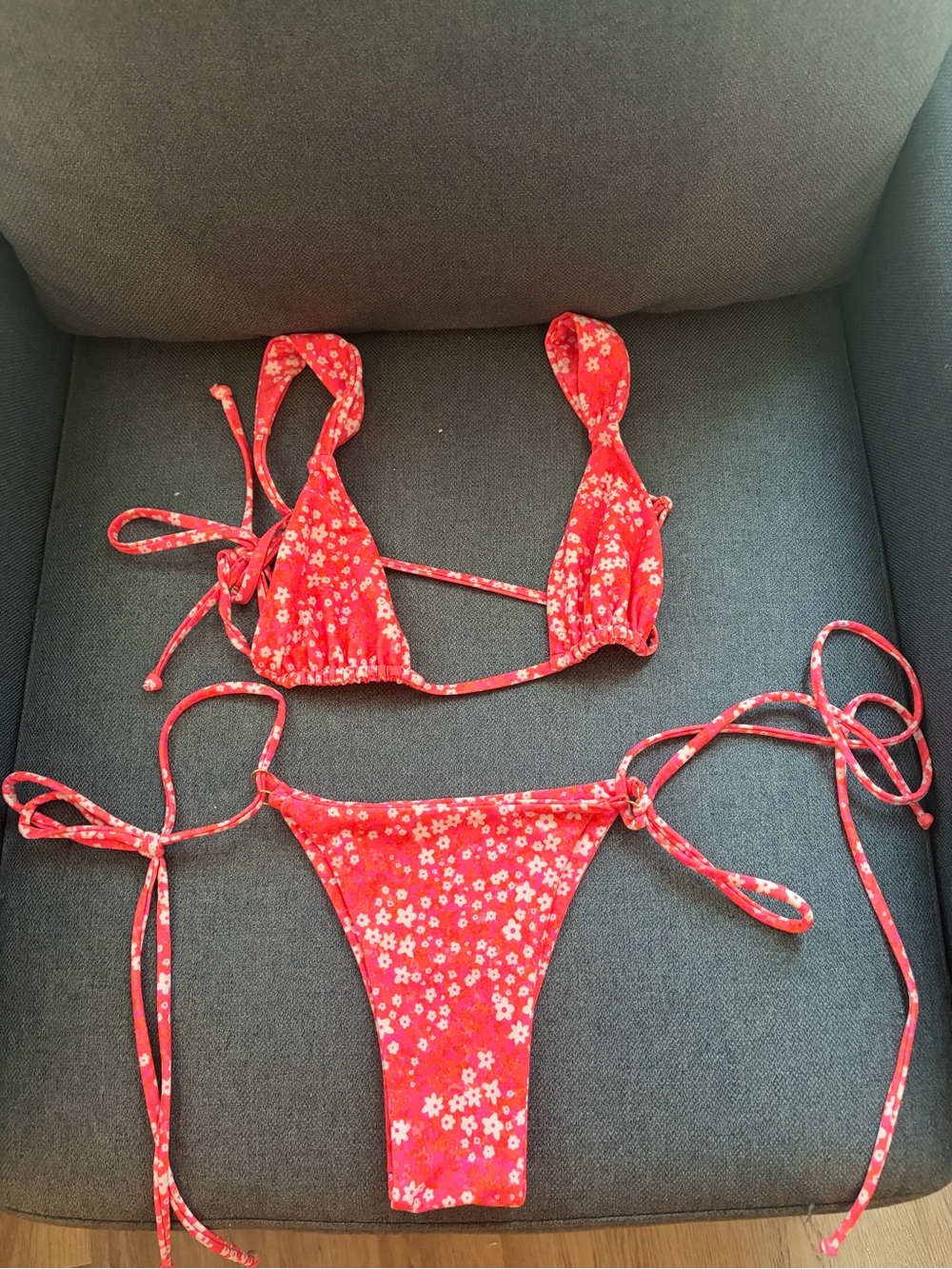 Kulani Kinis Red Floral String Bikini Set